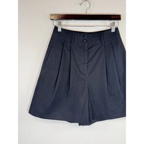 NWT Rebecca Taylor Women Shorts Black Hi Rise Pleated Lightweight Stretch Size 2